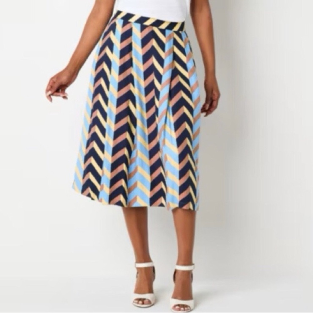 NEW Liz Claiborne Chevron Patterned Midi Skirt